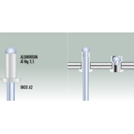 Kniedės aliuminis-plienas Ø 2,4-7,8 mm. | Boltlita - Tvirtinimo detalės ir įrankiai